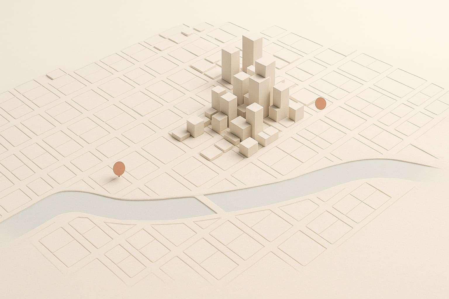 Aerial clay model of the Meridian District